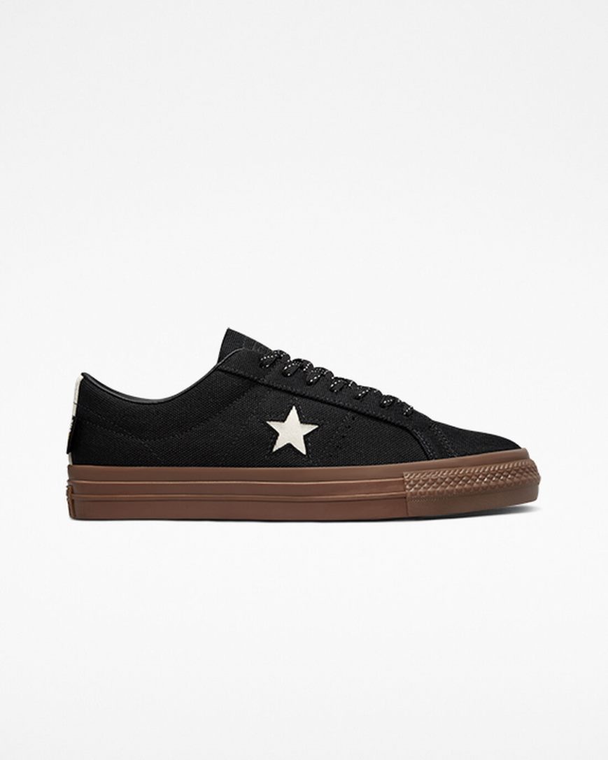 Bascheți Barbati Converse One Star Pro Cordura Panza Negrii Albi | RO FO0VP397